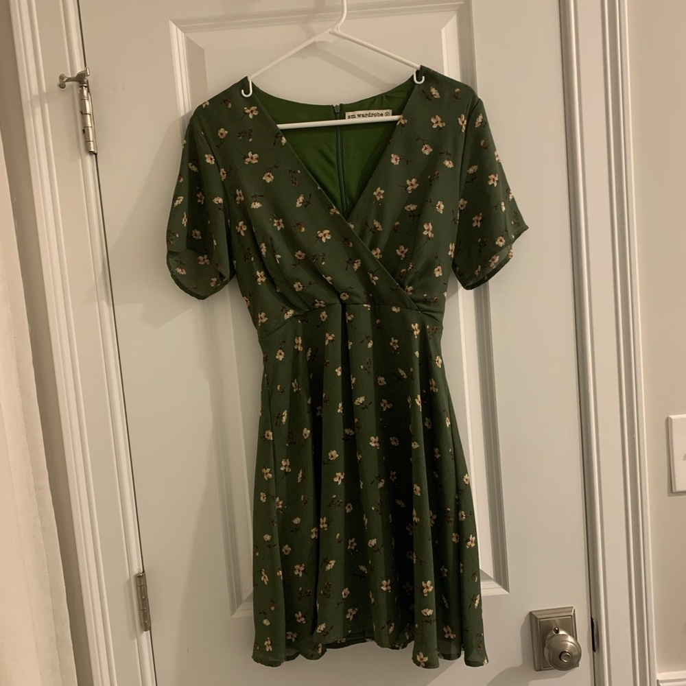 SM Wardrobe green flower dress, Sz Medium
